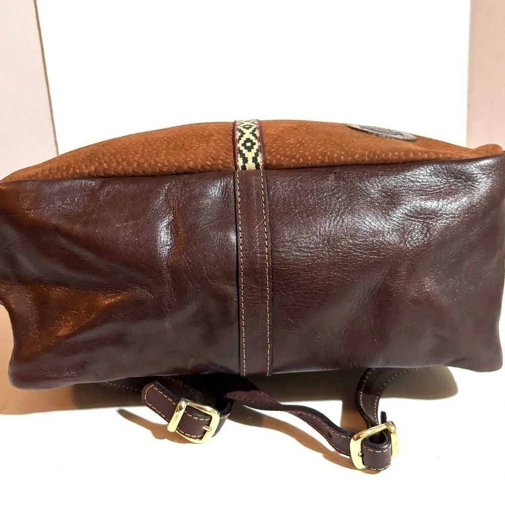 Vintage  Brown Leather suede unisex vintage Backpack